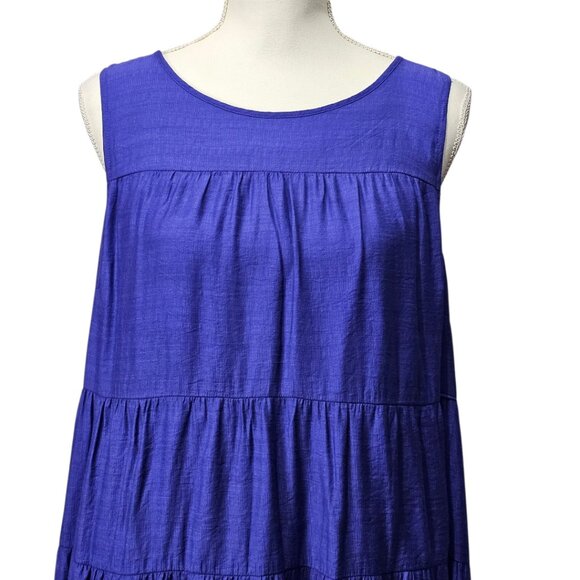J.Jill Tiered Sleeveless Boho Cottage Flowy Maxi Sundress Royal Purple Size L - Picture 4 of 11